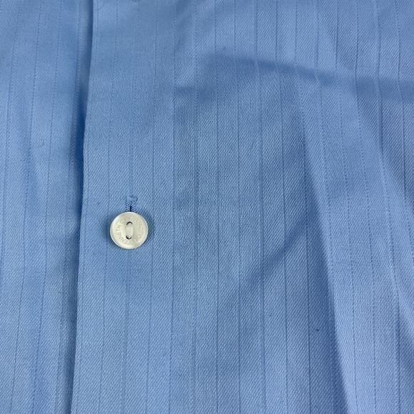 Kenneth Cole Reaction Button Up Shirt Mens Large 16 34/35 Blue Wrinkle Free - Picture 4 of 9